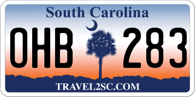 SC license plate OHB283