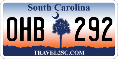 SC license plate OHB292