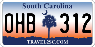 SC license plate OHB312