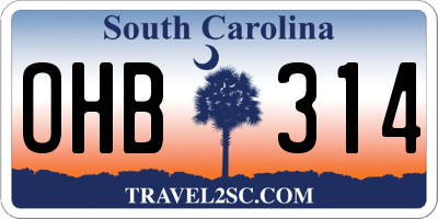 SC license plate OHB314