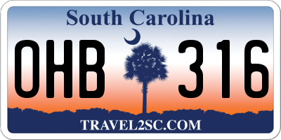 SC license plate OHB316