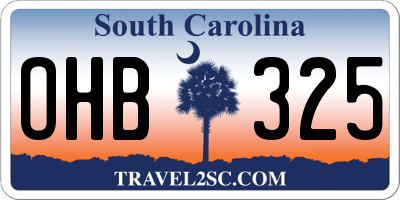 SC license plate OHB325