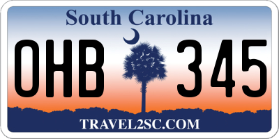 SC license plate OHB345