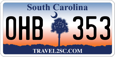 SC license plate OHB353