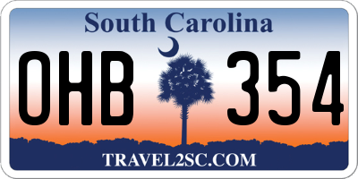 SC license plate OHB354