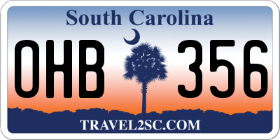 SC license plate OHB356