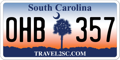 SC license plate OHB357