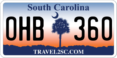 SC license plate OHB360