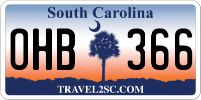 SC license plate OHB366