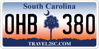 SC license plate OHB380