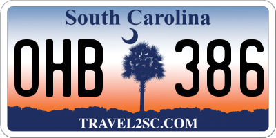 SC license plate OHB386