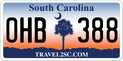 SC license plate OHB388