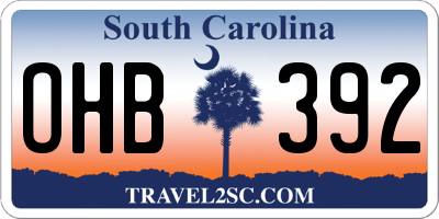 SC license plate OHB392