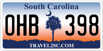 SC license plate OHB398
