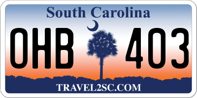 SC license plate OHB403