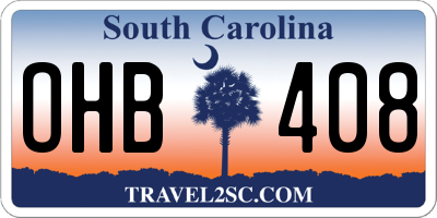SC license plate OHB408