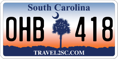 SC license plate OHB418