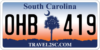 SC license plate OHB419