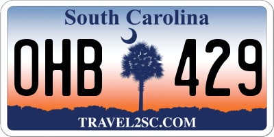 SC license plate OHB429