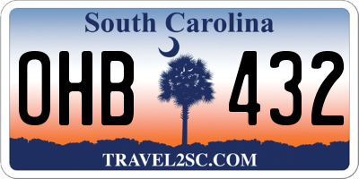 SC license plate OHB432