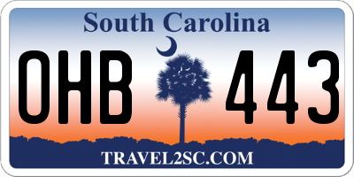 SC license plate OHB443