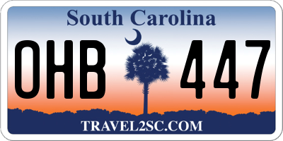 SC license plate OHB447