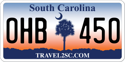 SC license plate OHB450