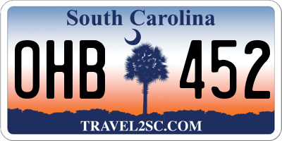 SC license plate OHB452