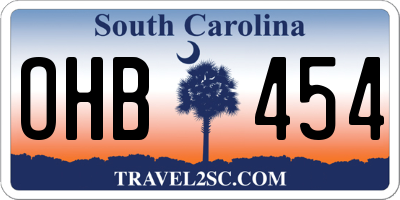 SC license plate OHB454