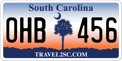 SC license plate OHB456
