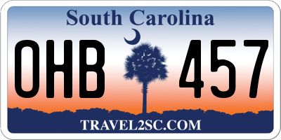 SC license plate OHB457