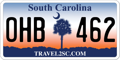 SC license plate OHB462