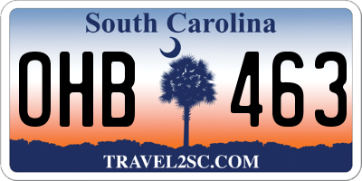 SC license plate OHB463