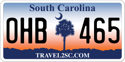 SC license plate OHB465