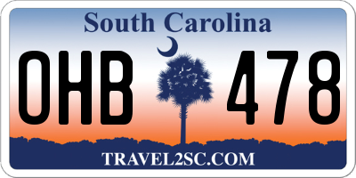 SC license plate OHB478