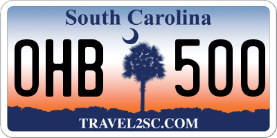 SC license plate OHB500