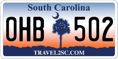 SC license plate OHB502