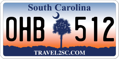 SC license plate OHB512