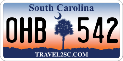 SC license plate OHB542
