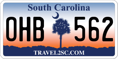 SC license plate OHB562