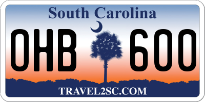 SC license plate OHB600