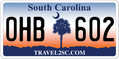 SC license plate OHB602