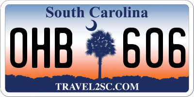 SC license plate OHB606