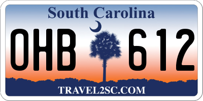 SC license plate OHB612