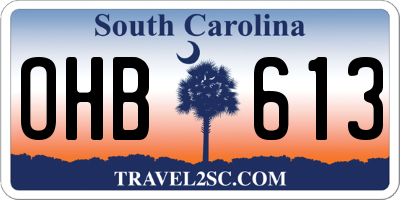 SC license plate OHB613