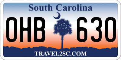 SC license plate OHB630