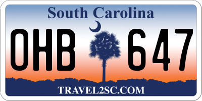 SC license plate OHB647