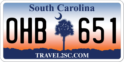 SC license plate OHB651
