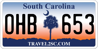 SC license plate OHB653
