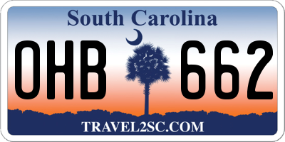 SC license plate OHB662
